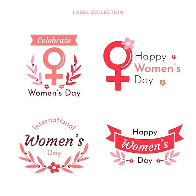 Flat international women's day labels collection