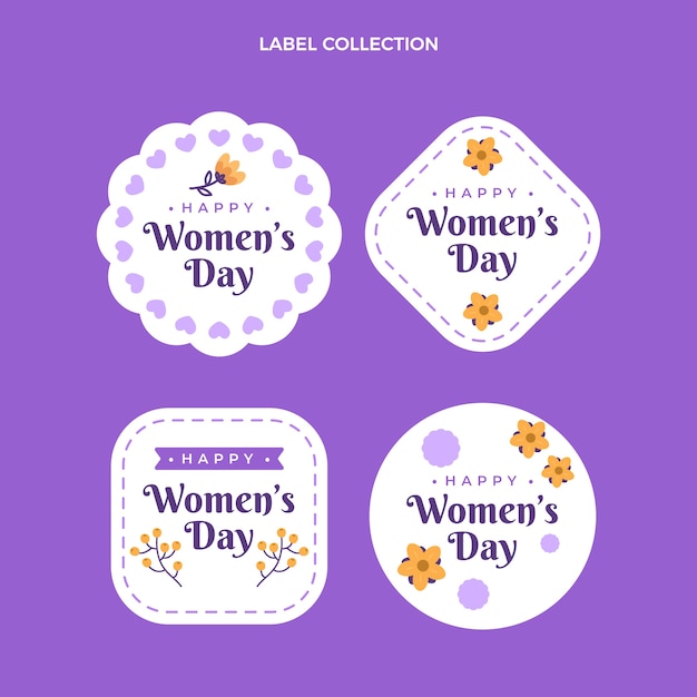 Плоская коллекция этикеток международного женского дня