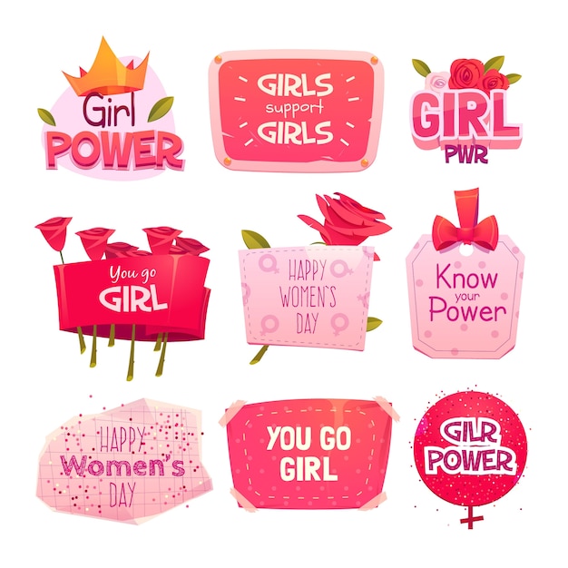 Free vector flat international women's day labels