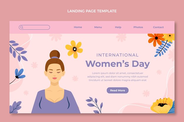 Плоский шаблон целевой страницы международного женского дня