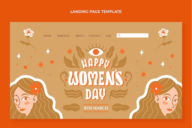 Free vector flat international women's day landing page template