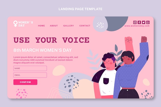 Free vector flat international women's day landing page template