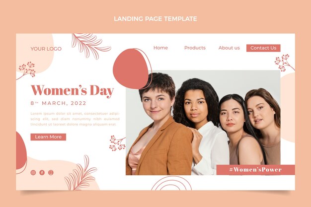Плоский шаблон целевой страницы международного женского дня