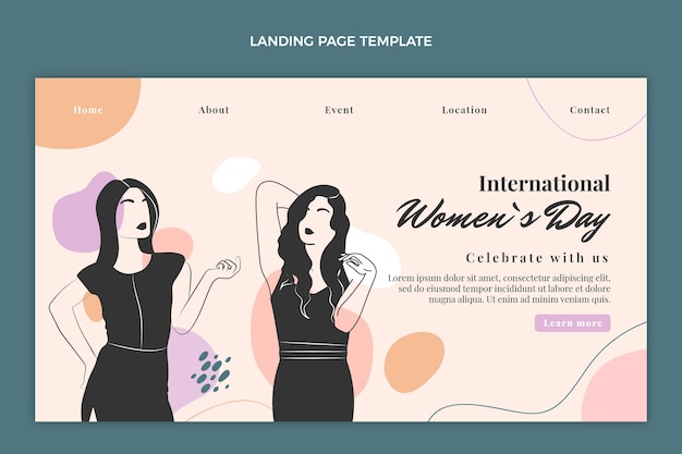 フラットな国際女性デーのランディングページテンプレート