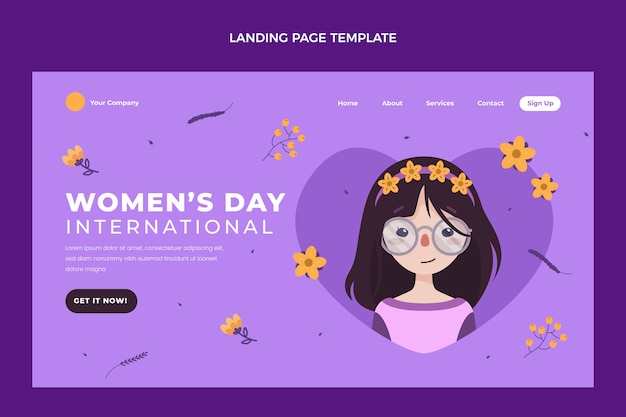 Free vector flat international women's day landing page template