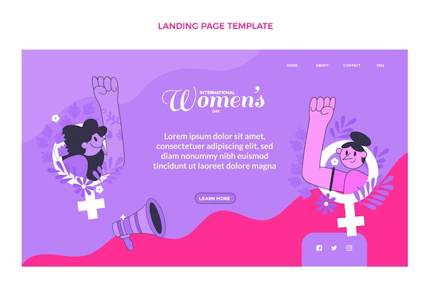 Flat international women's day landing page template