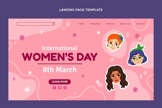 Free vector flat international women's day landing page template