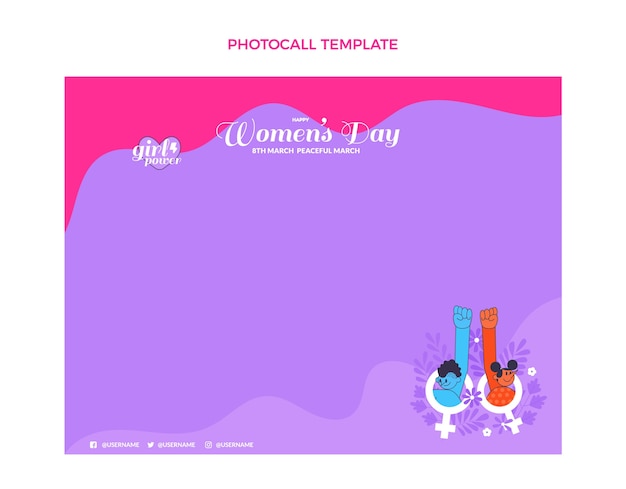 Free vector flat international women's day photocall template