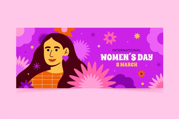 Плоский международный женский день распродажа горизонтальный баннер