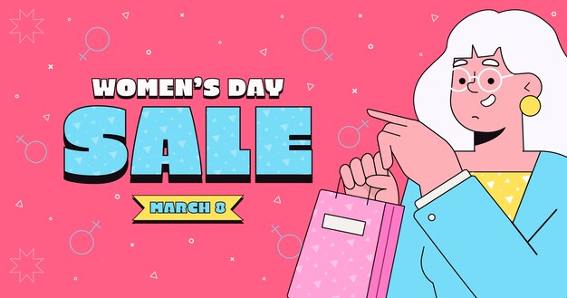 Free vector flat international women's day sale horizontal banner