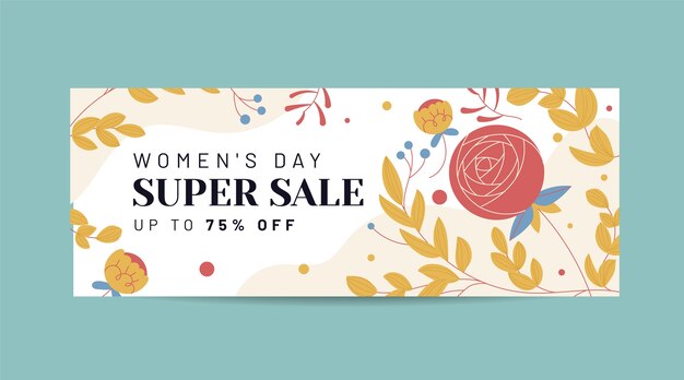 Flat international women's day sale horizontal banner