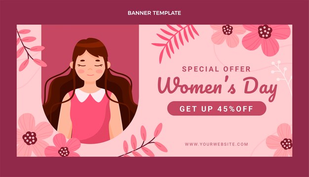 flat international women's day sale horizontal banner