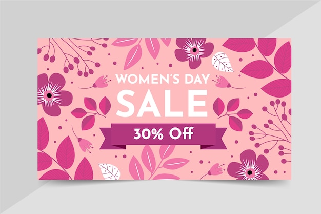 Free vector flat international women's day sale horizontal banner