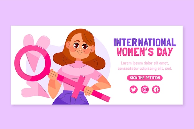 Banner orizzontale piatto vendita giornata internazionale della donna