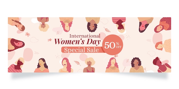 Free vector flat international women's day sale horizontal banner