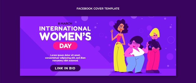 フラットな国際女性の日ソーシャルメディアカバーテンプレート
