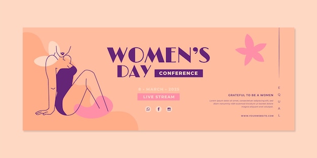 Free vector flat international women's day social media cover template