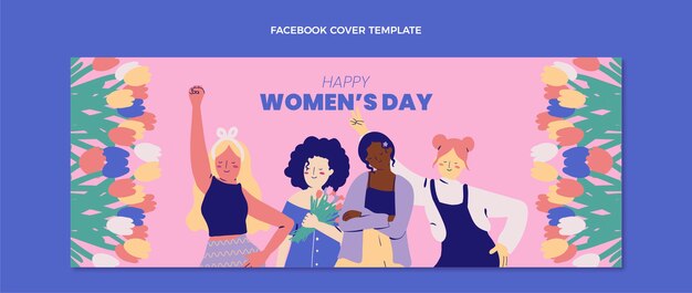 フラットな国際女性の日ソーシャルメディアカバーテンプレート