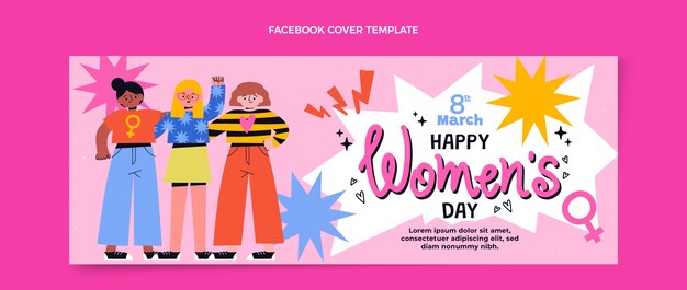 flat international women's day social media cover template