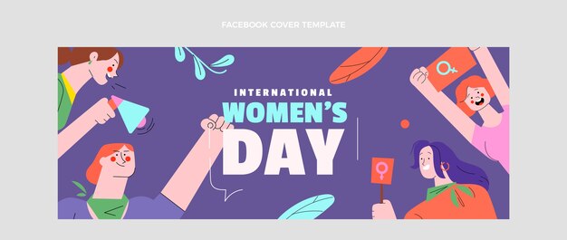 Flat international women's day social media cover template