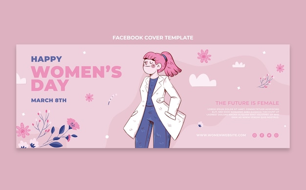 Flat international women's day social media cover template