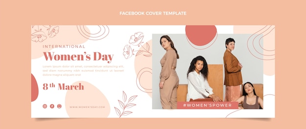 Free vector flat international women's day social media cover template