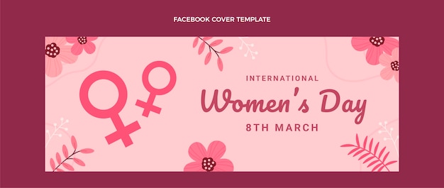 flat international women's day social media cover template