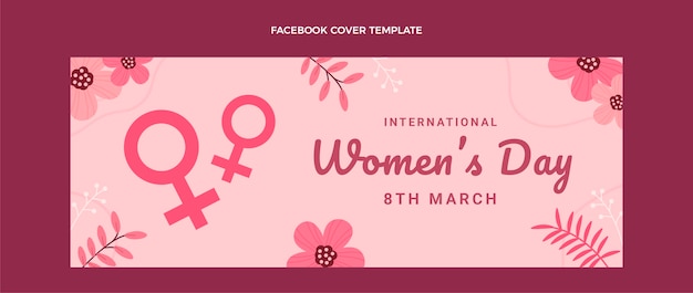 Free vector flat international women's day social media cover template