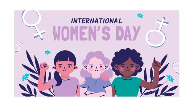 flat international women's day social media post template