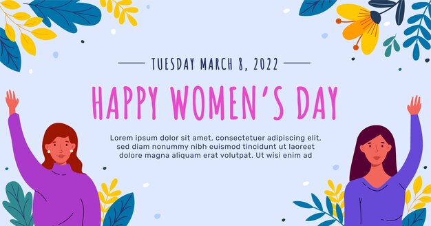 Flat international women's day social media post template