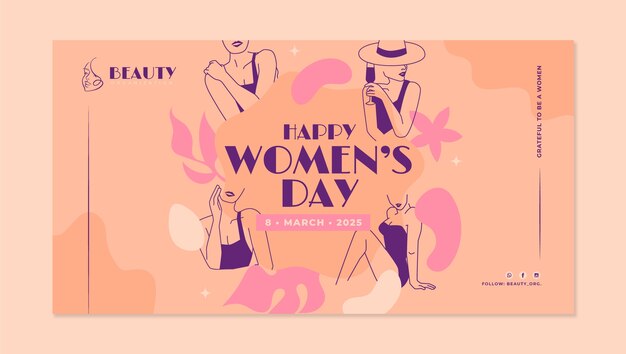 Flat international women's day social media post template