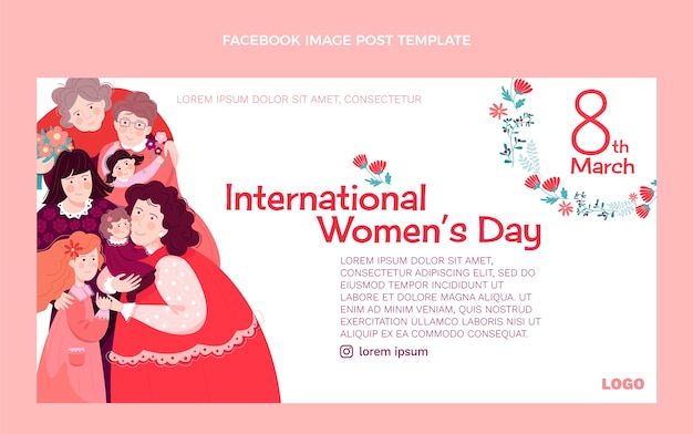 フラットな国際女性の日ソーシャルメディア投稿テンプレート