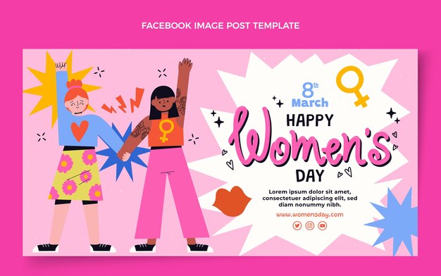 Flat international women's day social media post template