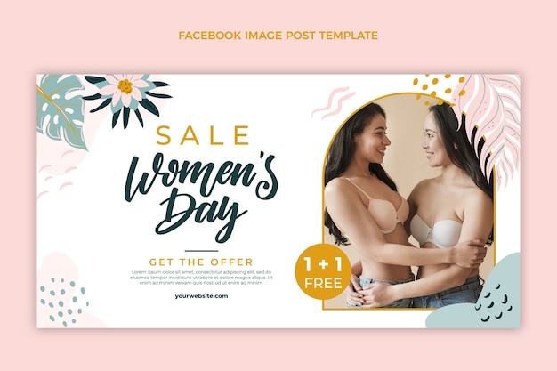 Flat international women's day social media post template