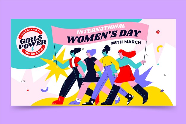 flat international women's day social media post template