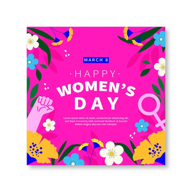 Free vector flat international women's day social media post template