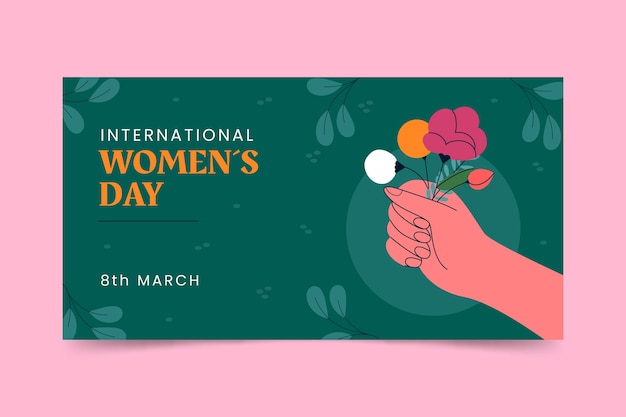 Flat international women's day social media post template