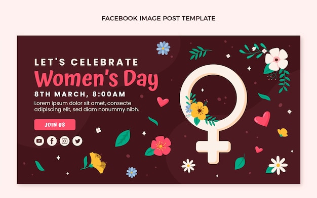 플랫 국제 여성의 날 소셜 미디어 게시물 템플릿