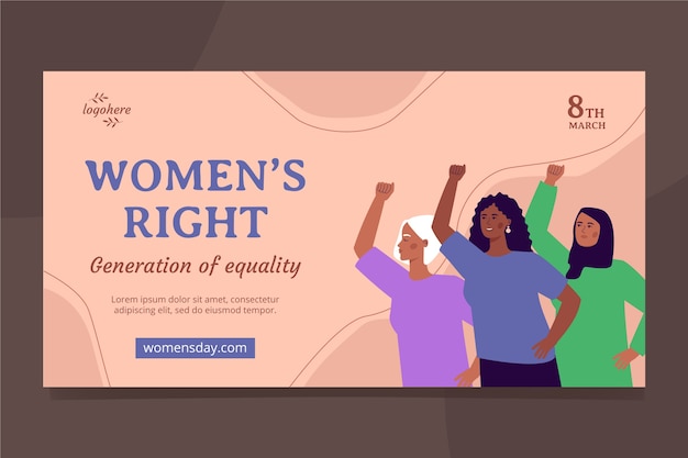 Flat international women's day social media post template