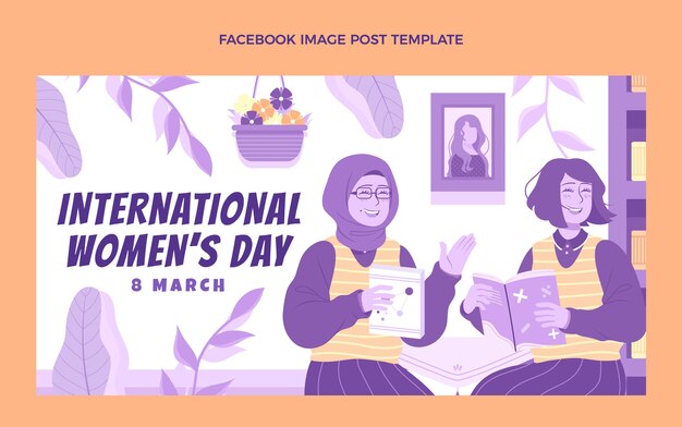 Плоский шаблон поста в социальных сетях к международному женскому дню