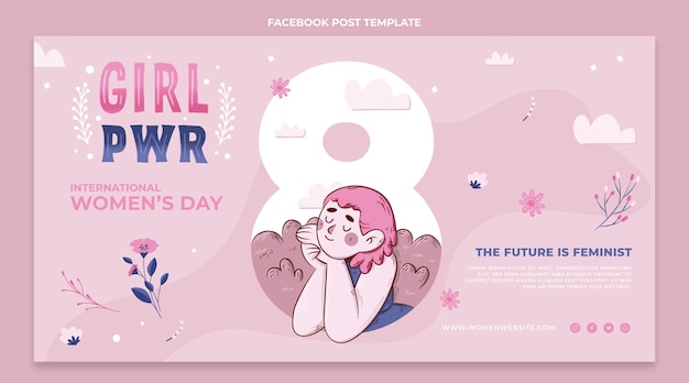 Flat international women's day social media post template