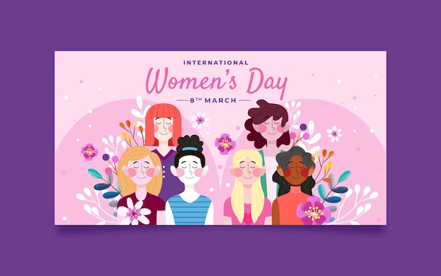 Free vector flat international women's day social media post template