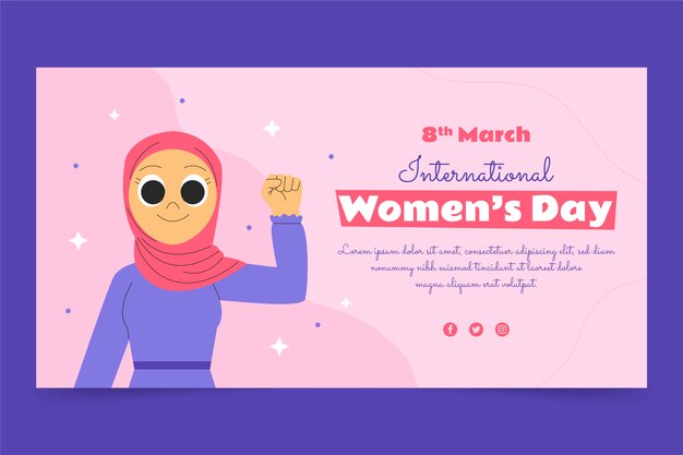 Flat international women's day social media post template