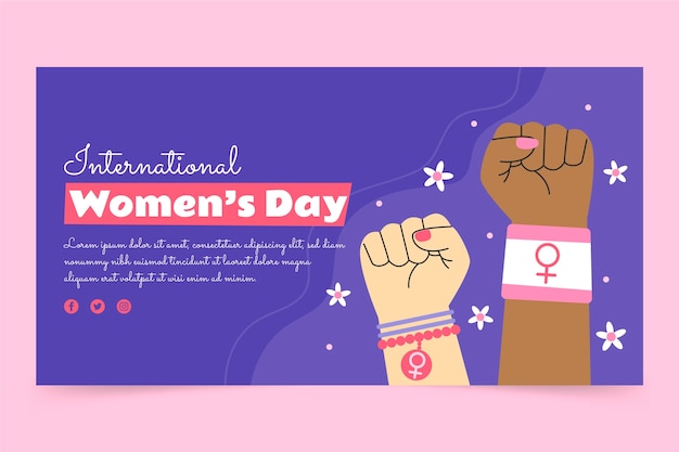 Flat international women's day social media post template