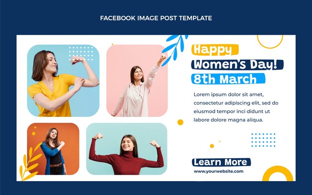 Flat international women's day social media post template