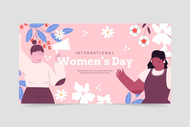 Плоский шаблон поста в социальных сетях к международному женскому дню