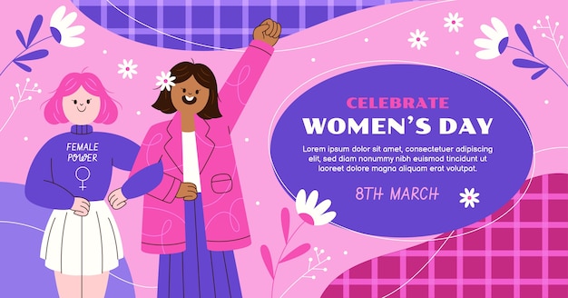 Free vector flat international women's day social media post template