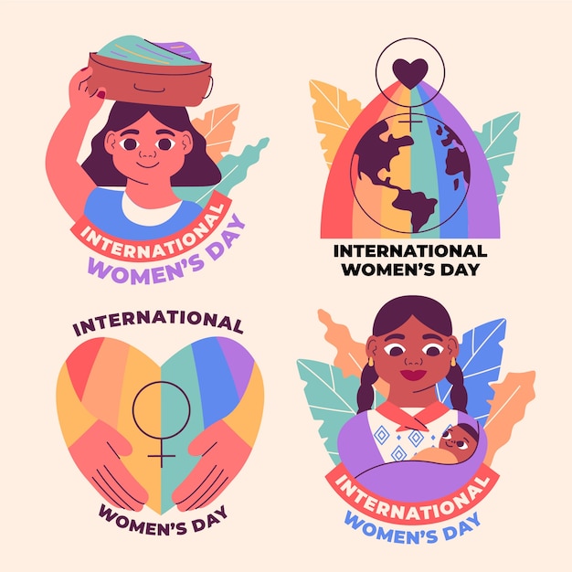 플랫 국제 여성의 날 스티커 컬렉션