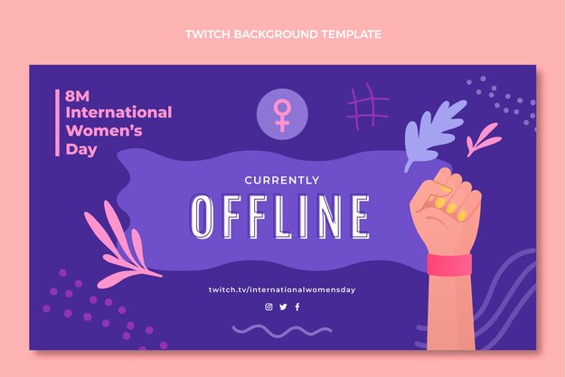 Free vector flat international women's day twitch background