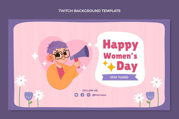Flat international women's day twitch background
